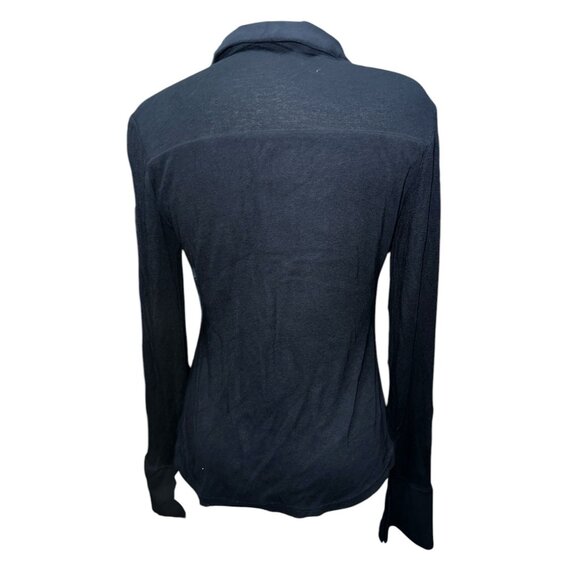 OGL Soft Ribbed Long Sleeve Collared Half Button Cuff Sleeve Blouse Sz XL Womens - Picture 2 of 13